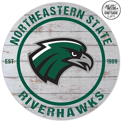 Northeastern State Riverhawks 20'' Indoor/Outdoor Weathered Circle Sign