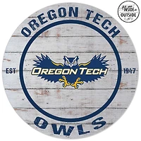 Oregon Tech Hustlin' Owls 20'' Indoor/Outdoor Weathered Circle Sign