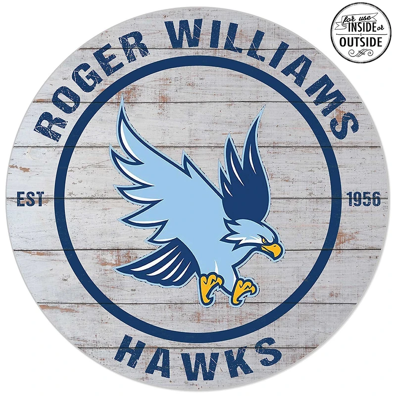 RWU Hawks 20'' Indoor/Outdoor Weathered Circle Sign