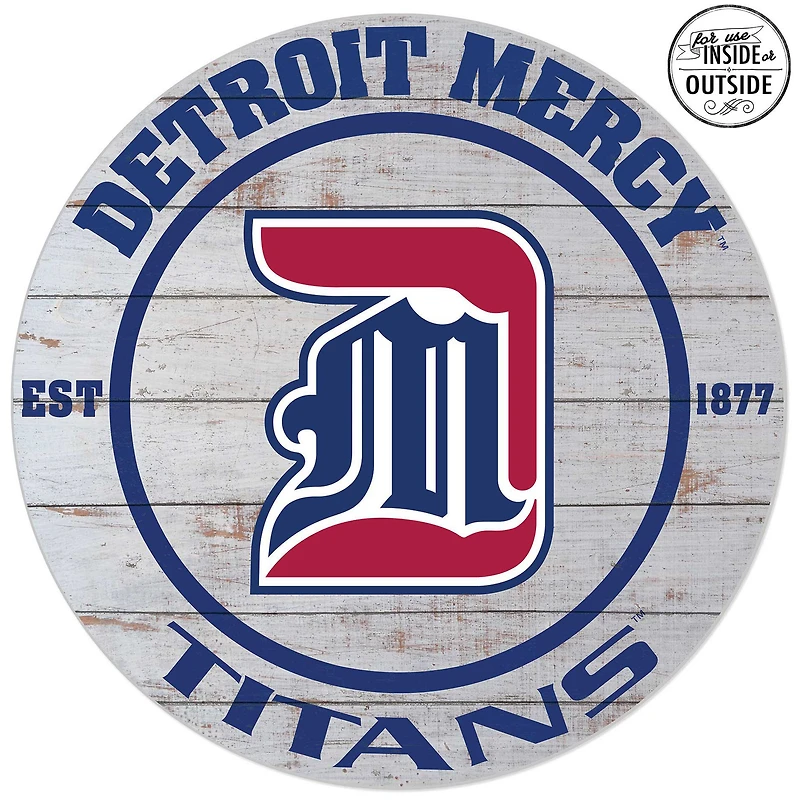 Detroit Mercy Titans 20'' Indoor/Outdoor Weathered Circle Sign