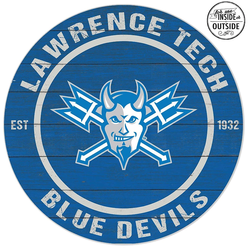 Lawrence Technological University Blue Devils 20'' x 20'' Indoor/Outdoor Weathered Circle Sign