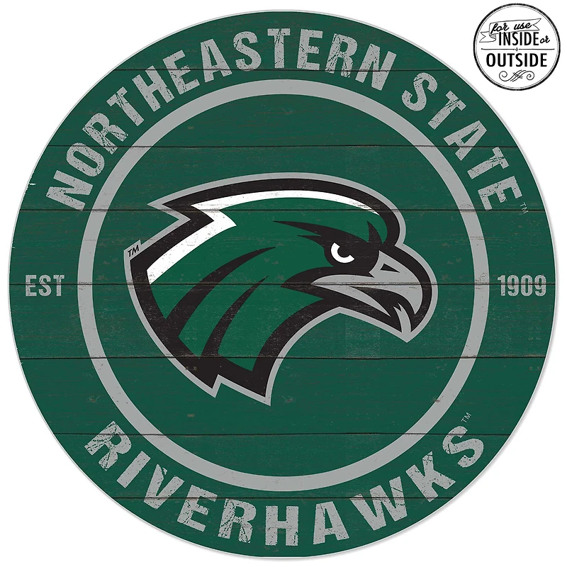 Northeastern State Riverhawks 20'' x 20'' Indoor/Outdoor Weathered Circle Sign