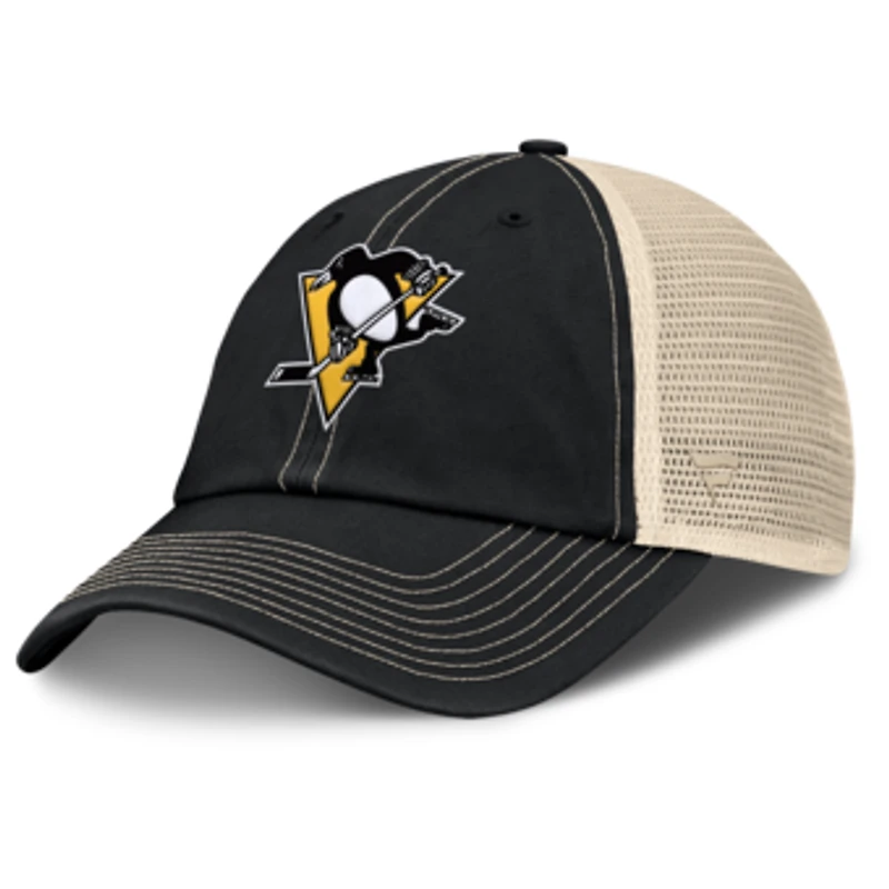Men's Fanatics Black/Natural Pittsburgh Penguins Rival Trucker Adjustable Hat