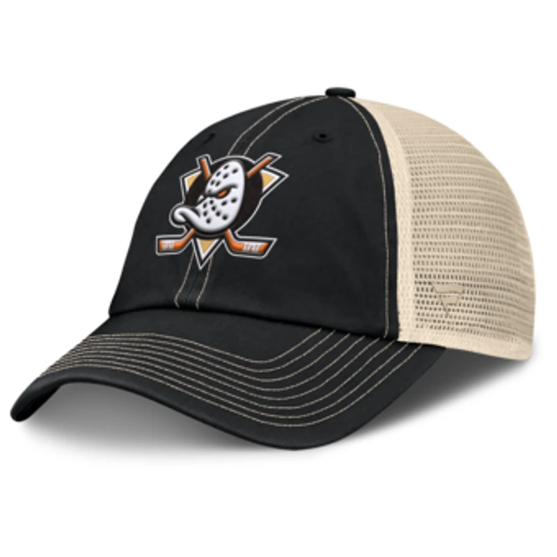 Men's Fanatics Black/Natural Anaheim Ducks Rival Trucker Adjustable Hat