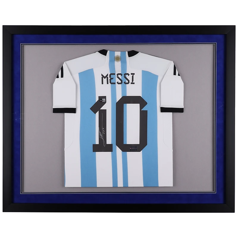 Lionel Messi Argentina National Team Autographed Framed 2022-23 Home Jersey