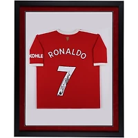 Cristiano Ronaldo Manchester United Autographed Framed adidas 2021 Red Jersey - Vertical