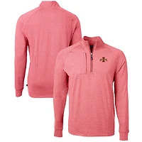 Men's Cutter & Buck  Heather Cardinal Iowa State Cyclones Big & Tall Adapt Eco Knit Quarter-Zip Pullover Top