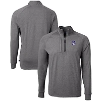 Men's Cutter & Buck  Heather Black Northwestern Wildcats Big & Tall Adapt Eco Knit Quarter-Zip Pullover Top