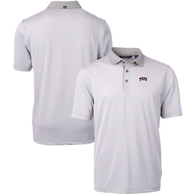 Men's Cutter & Buck  Gray/White TCU Horned Frogs Big & Tall Virtue Eco Pique Micro Stripe Recycled Polo