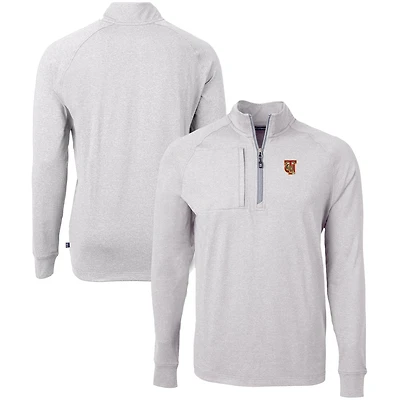 Men's Cutter & Buck  Heather Gray Tuskegee Golden Tigers Big & Tall Adapt Eco Knit Quarter-Zip Pullover Top