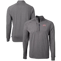 Men's Cutter & Buck  Heather Black UNLV Rebels Big & Tall Adapt Eco Knit Quarter-Zip Pullover Top