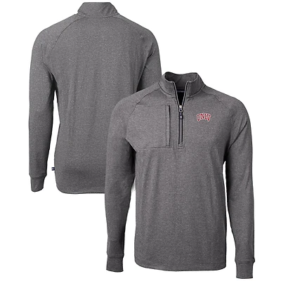 Men's Cutter & Buck  Heather Black UNLV Rebels Big & Tall Adapt Eco Knit Quarter-Zip Pullover Top