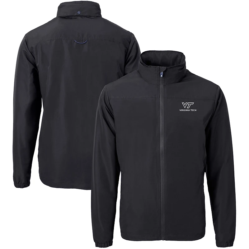 Men's Cutter & Buck  Black Virginia Tech Hokies Big & Tall Charter Eco Knit Recycled Full-Zip Jacket
