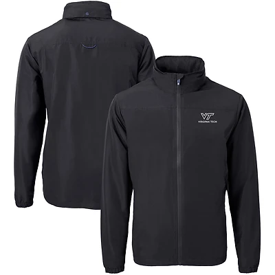 Men's Cutter & Buck  Black Virginia Tech Hokies Big & Tall Charter Eco Knit Recycled Full-Zip Jacket