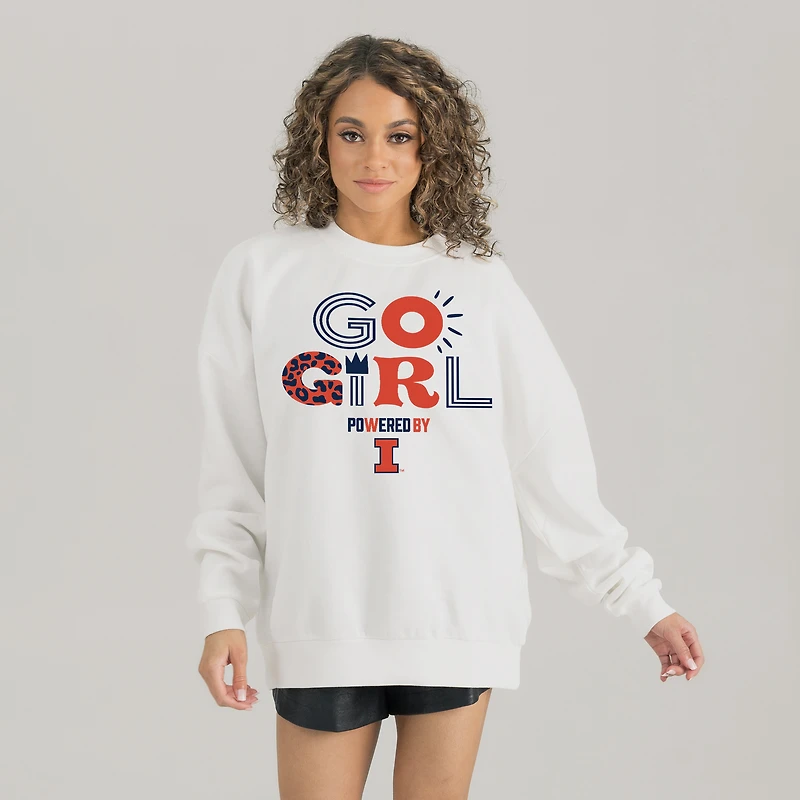 Women's Gameday Couture White Illinois Fighting Illini PoweredBy Go Girl Premium Pullover Sweatshirt