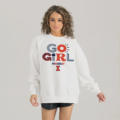 Women's Gameday Couture White Illinois Fighting Illini PoweredBy Go Girl Premium Pullover Sweatshirt
