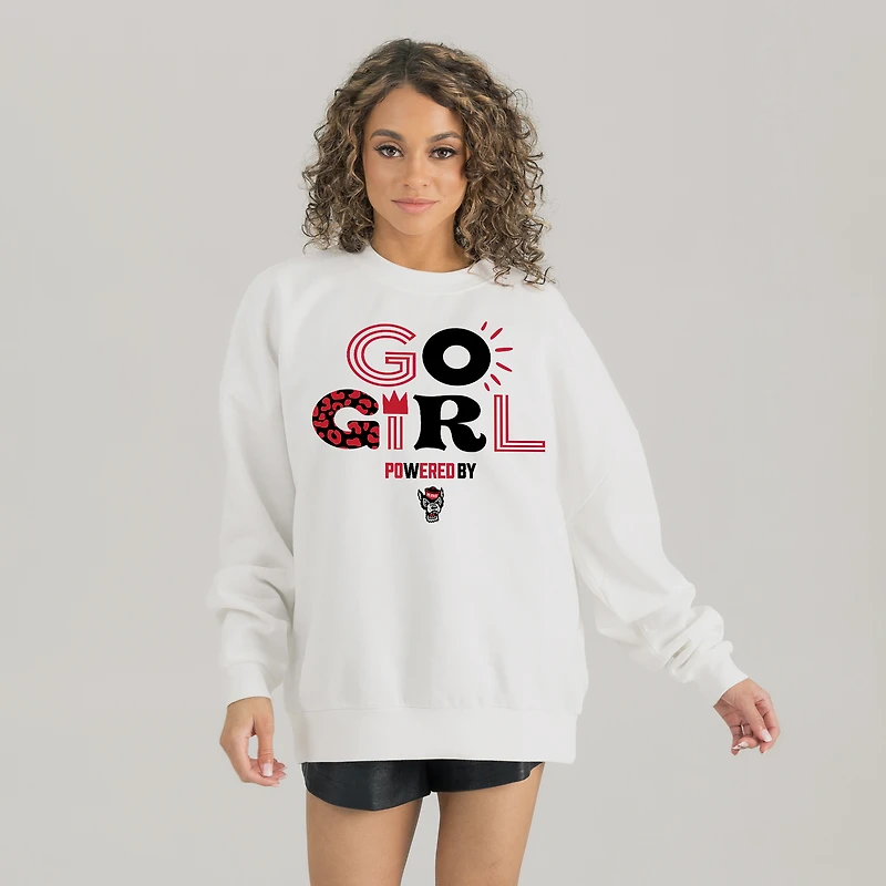 Women's Gameday Couture White NC State Wolfpack PoweredBy Go Girl Premium Pullover Sweatshirt