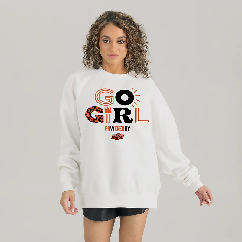 Women's Gameday Couture White Oklahoma State Cowboys PoweredBy Go Girl Premium Pullover Sweatshirt