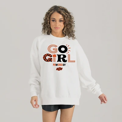 Women's Gameday Couture White Oklahoma State Cowboys PoweredBy Go Girl Premium Pullover Sweatshirt