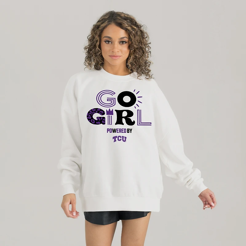 Women's Gameday Couture White TCU Horned Frogs PoweredBy Go Girl Premium Pullover Sweatshirt