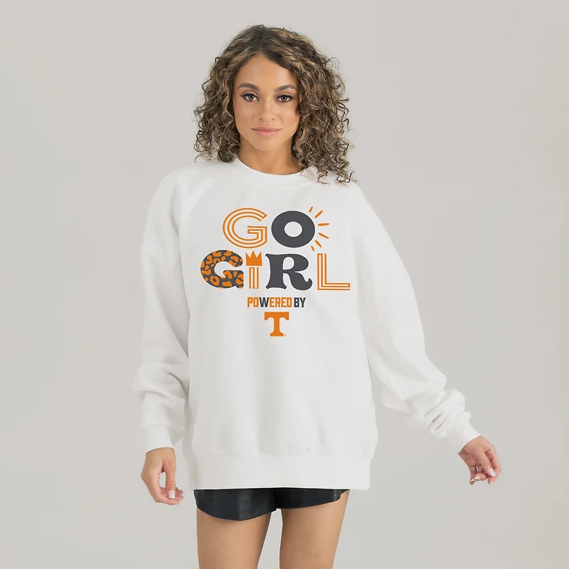 Women's Gameday Couture White Tennessee Volunteers PoweredBy Go Girl Premium Pullover Sweatshirt