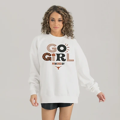 Women's Gameday Couture White Texas Longhorns PoweredBy Go Girl Premium Pullover Sweatshirt