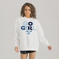 Women's Gameday Couture White North Carolina Tar Heels PoweredBy Go Girl Premium Pullover Sweatshirt