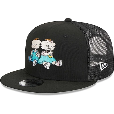 Men's New Era Black Rugrats Phil & Lil Trucker 9FIFTY Snapback Hat