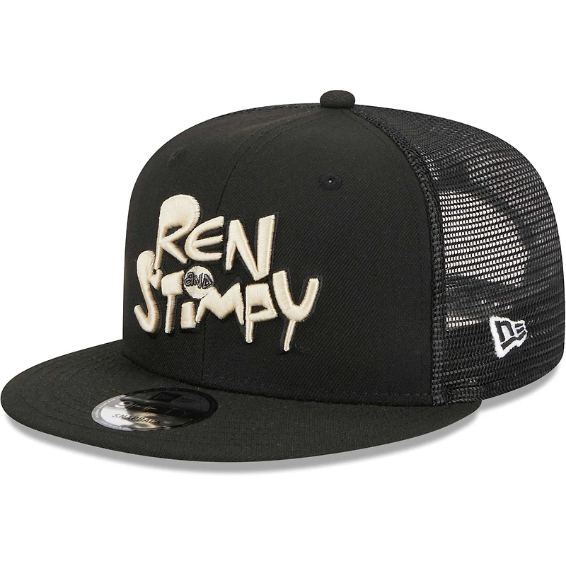 Men's New Era Black The Ren & Stimpy Show  Trucker 9FIFTY Snapback Hat