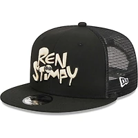 Men's New Era Black The Ren & Stimpy Show  Trucker 9FIFTY Snapback Hat