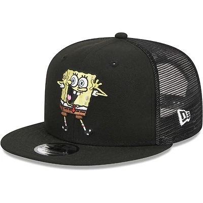 Men's New Era Black SpongeBob SquarePants  Trucker 9FIFTY Snapback Hat