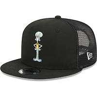 Men's New Era Black SpongeBob SquarePants Squidward Mesh Trucker 9FIFTY Snapback Hat