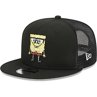 Men's New Era Black SpongeBob SquarePants Glasses Mesh Trucker 9FIFTY Snapback Hat