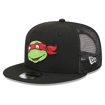 Men's New Era Black Teenage Mutant Ninja Turtles Happy Raphael Trucker 9FIFTY Snapback Hat