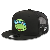 Men's New Era Black Teenage Mutant Ninja Turtles Happy Leonardo Trucker 9FIFTY Snapback Hat
