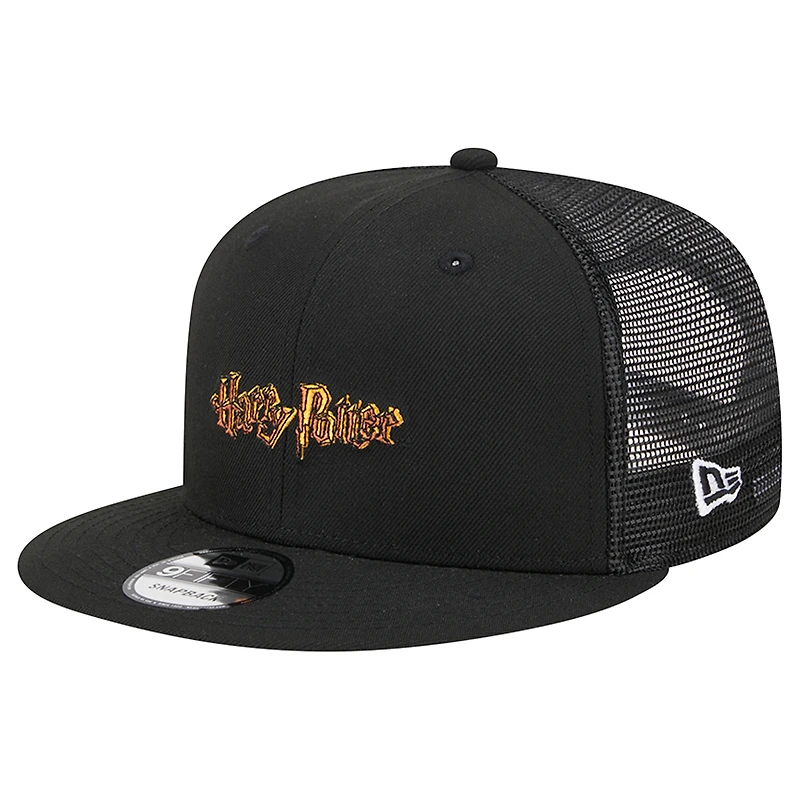 Men's New Era Black Harry Potter  Trucker 9FIFTY Snapback Hat