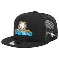 Men's New Era Black Garfield Wordmark Trucker 9FIFTY Snapback Hat