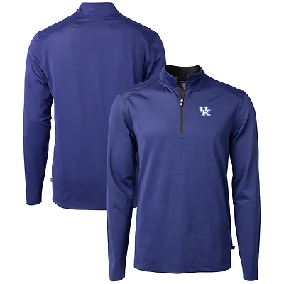 Men's Cutter & Buck  Royal/Black Kentucky Wildcats Big & Tall Virtue Eco Pique Micro Stripe Recycled Quarter-Zip Pullover Top