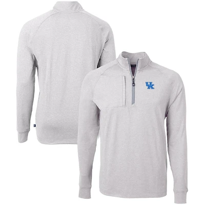 Men's Cutter & Buck Heather Gray Kentucky Wildcats Big & Tall Adapt Eco Knit Quarter-Zip Pullover Top
