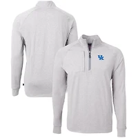Men's Cutter & Buck  Heather Gray Kentucky Wildcats Big & Tall Adapt Eco Knit Quarter-Zip Pullover Top