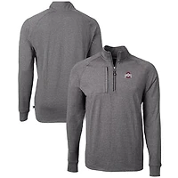 Men's Cutter & Buck  Heather Black Ohio State Buckeyes Big & Tall Adapt Eco Knit Quarter-Zip Pullover Top