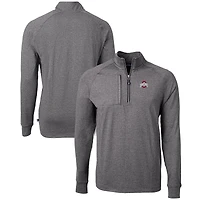 Men's Cutter & Buck  Heather Black Ohio State Buckeyes Big & Tall Adapt Eco Knit Quarter-Zip Pullover Top