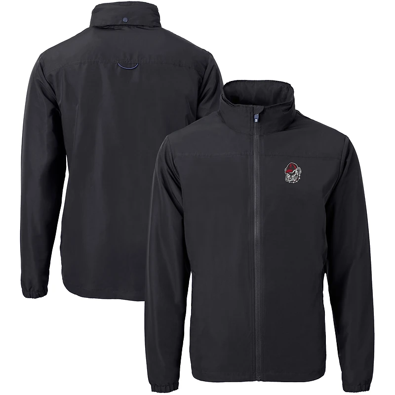 Men's Cutter & Buck  Black Georgia Bulldogs Big & Tall Charter Eco Knit Recycled Full-Zip Jacket