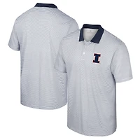 Men's Colosseum White/Navy Illinois Fighting Illini Print Stripe Polo