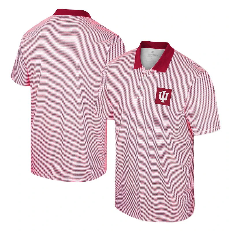 Men's Colosseum White Indiana Hoosiers Print Stripe Polo