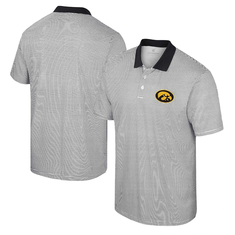 Men's Colosseum White Iowa Hawkeyes Print Stripe Polo