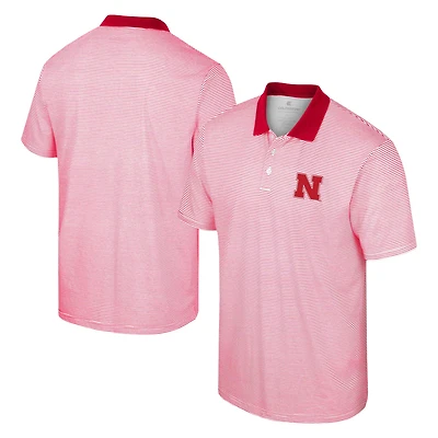 Men's Colosseum White/Scarlet Nebraska Huskers Print Stripe Polo
