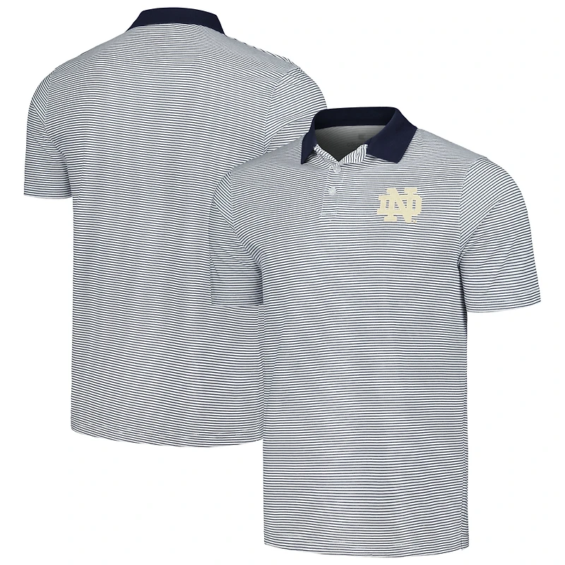 Men's Colosseum White/Navy Notre Dame Fighting Irish Print Stripe Polo