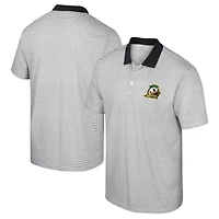 Men's Colosseum White/Black Oregon Ducks Print Stripe Polo