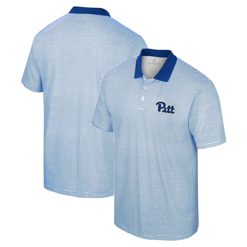 Men's Colosseum White/Royal Pitt Panthers Print Stripe Polo